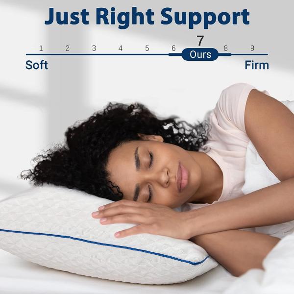 Removable and Washable Memory Foam Firm Pillows for Queen Size Adjustable Bed Set of 2