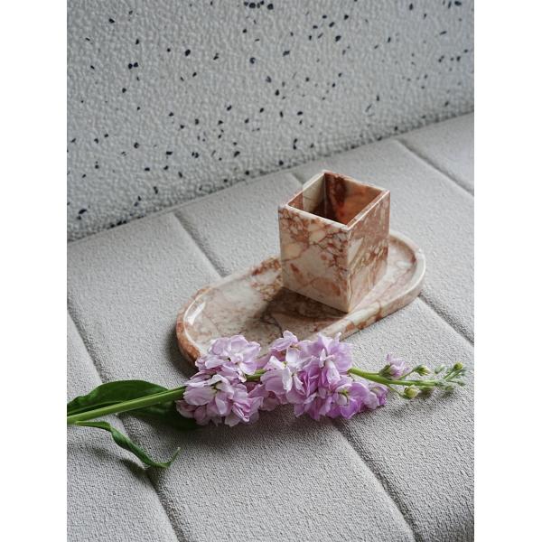 Italy Bvlgari Pink Marble Vanity Tray Luxury Durable For Jewelry Display