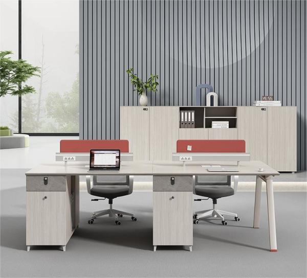 PANEL Wood Modern Style Four-Person Office Desk and Chair Combination for Workstation