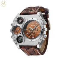 Mode en cuir en forme ronde Montres de poignet de design Montres en quartz pour hommes