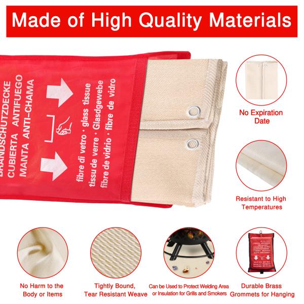 Огонь защиты от огня домашней безопасности аварийный укрывает одеяла заварки стеклоткани