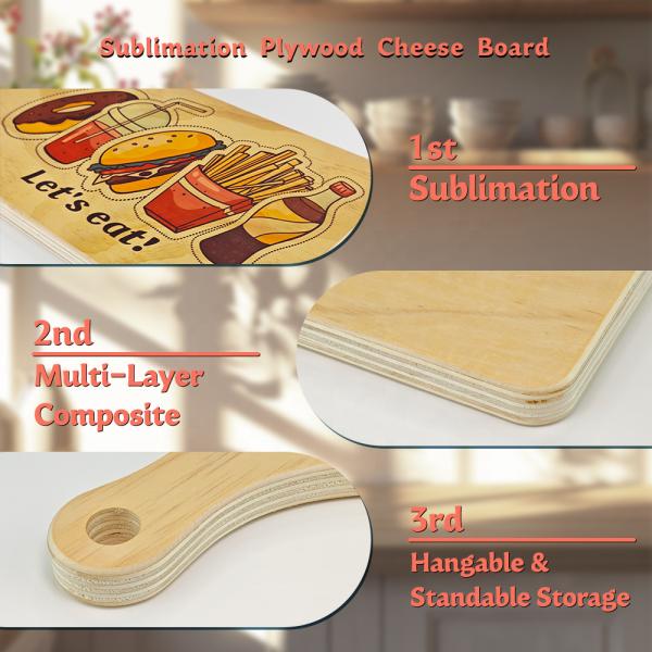 Tabla de corte por sublimación de madera en blanco Logotipo personalizado Sublimación de queso Tablas de pizza