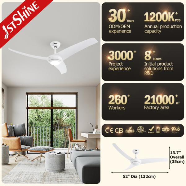 Fã de teto quieto do ABS moderno branco, fã de teto do diodo emissor de luz da C.C. com controlo a distância