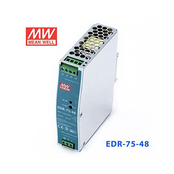 MEAN WELL 75W DIN Rail Power Supply 48V Industrial Grade UL508 Approved