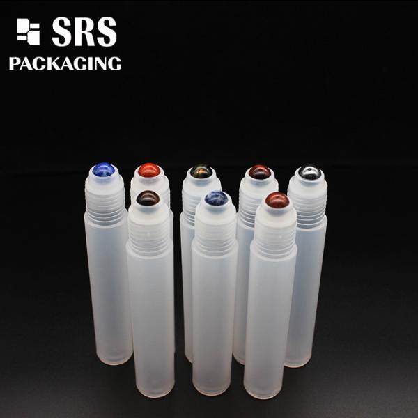 SRS empty cosmetic 15ml plastic bottle with colored roller ball