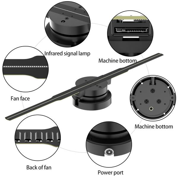 Синхронизированный голограммный вентилятор передвижной 3D вентилятор галограммный экран водонепроницаемый 3D голографический светодиодный вентилятор