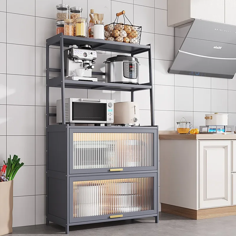 Kitchen Storage Solution Multi-function Floor-standing Dining Sideboard with BAMBOO Material and Multi-layer Design
