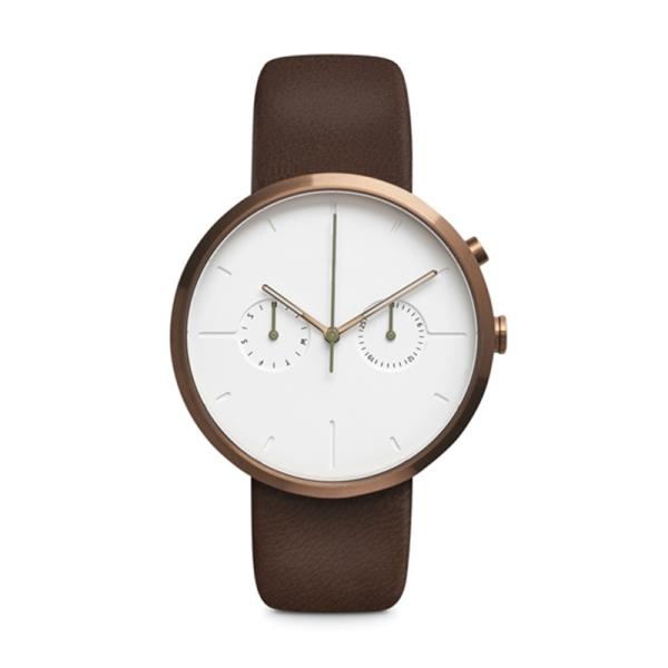 Custom Rose Gold Chronograph Watches For Men , Stainless Steel Back Watch Round Case