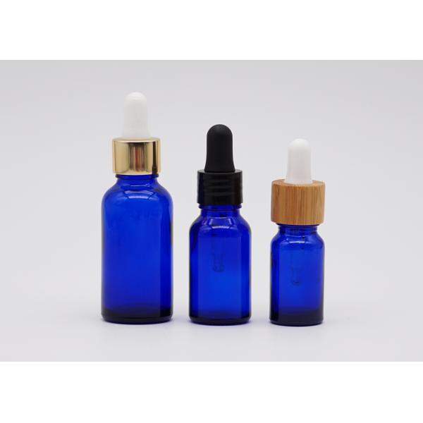 Стеклянные голубые бутылки капельницы эфирного масла с центриком черноты капельницы 18мм черным пластиковым