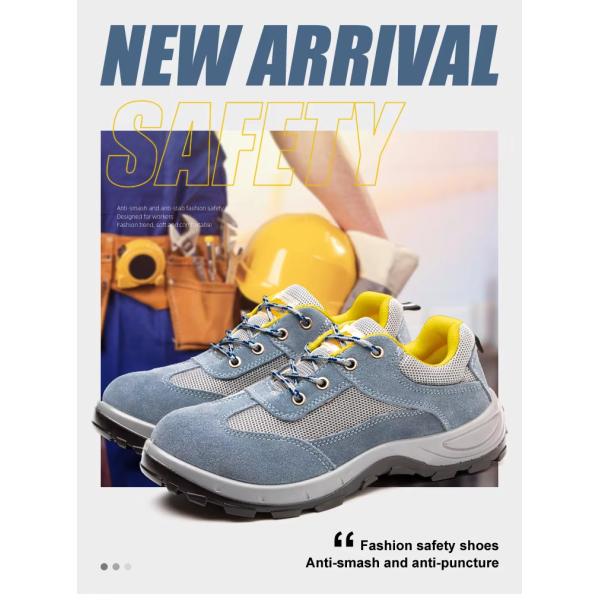 Breathable Industrial Safety Shoes Yellow Leather Steel Toe Boots For Men