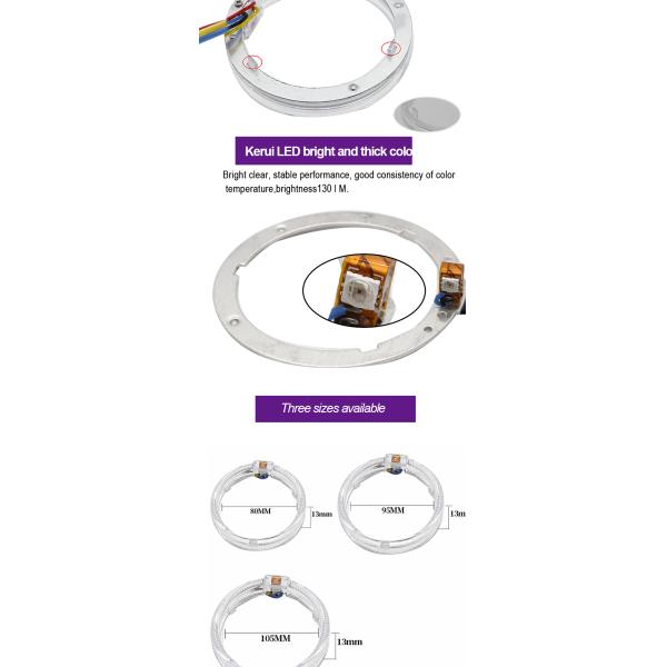 L'intérieur de voiture d'anneaux de halo de DRL RVB a mené les lumières ambiantes CCFL Angel Devil Eyes 80mm 95mm 105mm 110mm