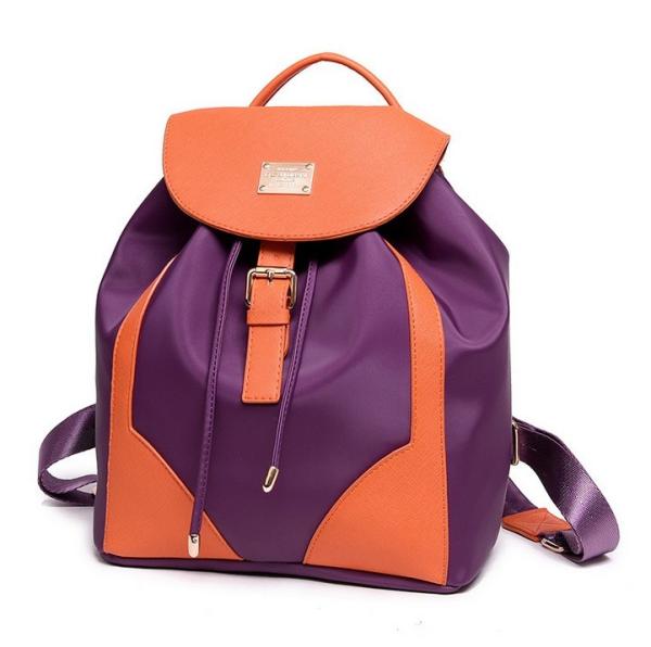 2016 new nylon with PU leather travel bag hit the color shoulder bag Mummy College fashion women's backpack