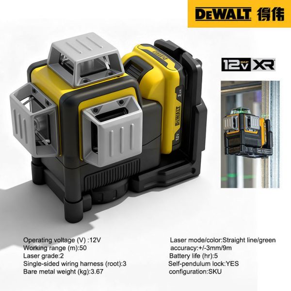 Dust Proof Wear Resistant Green Laser Level DEWALT Construction Tools