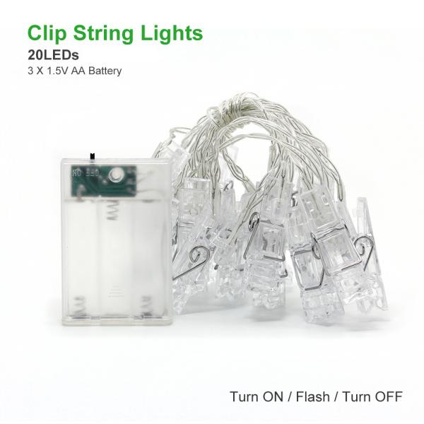 Photo Clip Holder LED String lights LED Card Picture Photo Clips Pegs Bright String Light Wedding Party Valentine's Day