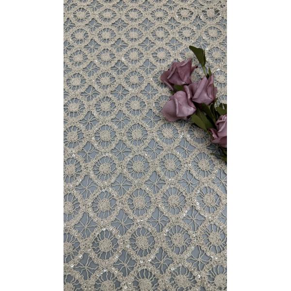 Tejido de encaje de cordón 100% Cotton Circle 100% Cotton para vestidos de noche