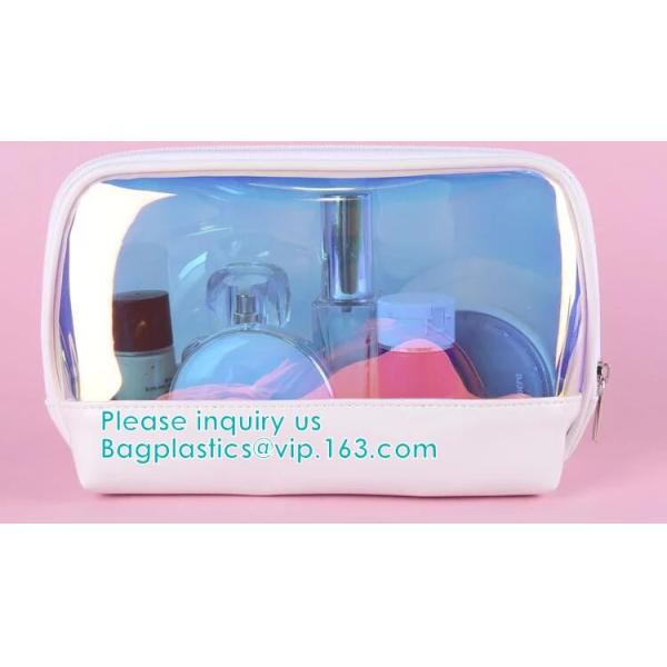 HOLOGRAPHIC MAKEUP BAG, PU TPU MATERIAL MAKEUP travel wash bag waterproof makeup bag cosmetic bags, ECO FIRENDLY PACKAGE