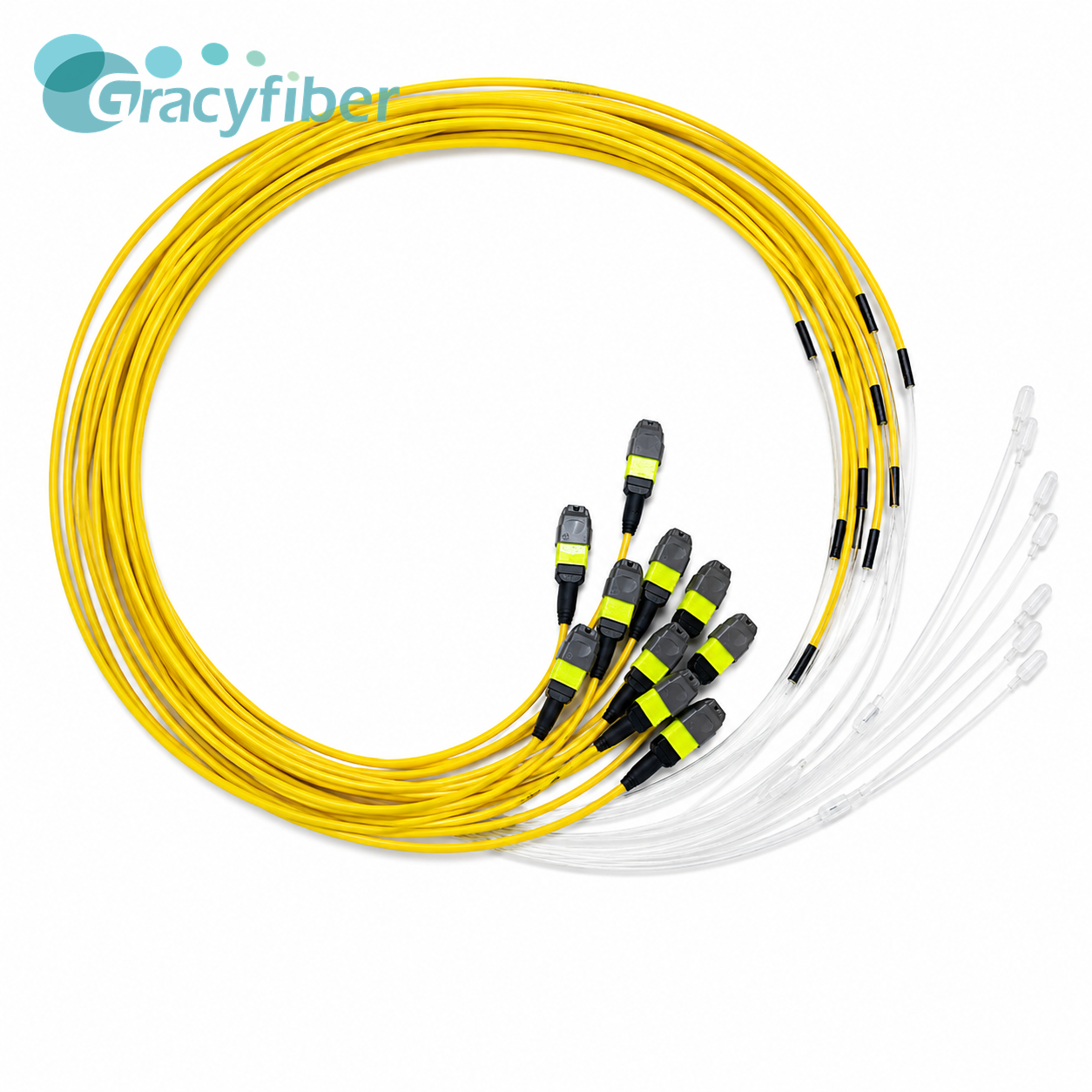 8CH SM Fiber Array 250um Pitch Lidless A0 Degree Corning SMF-28e 12F MTP APC Female Low Loss 1m Cable