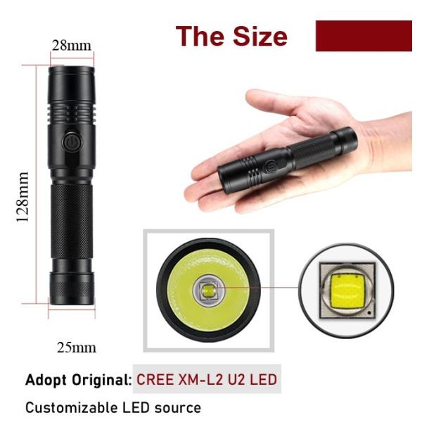 Small USB Rechargeable Flashlight , 1200 Lumen Portable Rechargeable Torch Light