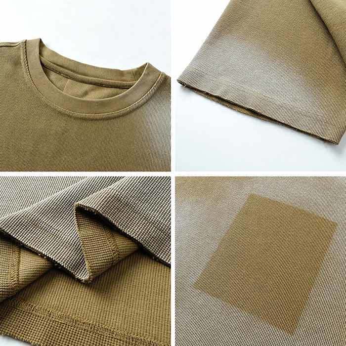 325GSM Airbrushed Waffle Knit T Shirt Anti Pilling Drop Shoulder T Shirt Gradient