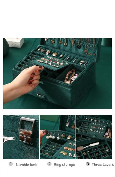 Handmade Velvet Wooden Jewelry Box Organizer For Necklace Earring Ring Bracelet