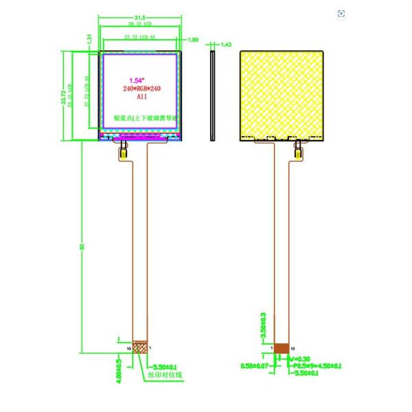 1.54 дюймовый tft дисплейный модуль разрешение 240X240 10 PINS 4 WIRE SPI интерфейс управления IC ST7789V