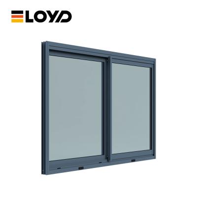 Foshan Thermal Break Alumínio Preto Deslizante Janela de Vidro Duplo Com Mosquito Net
