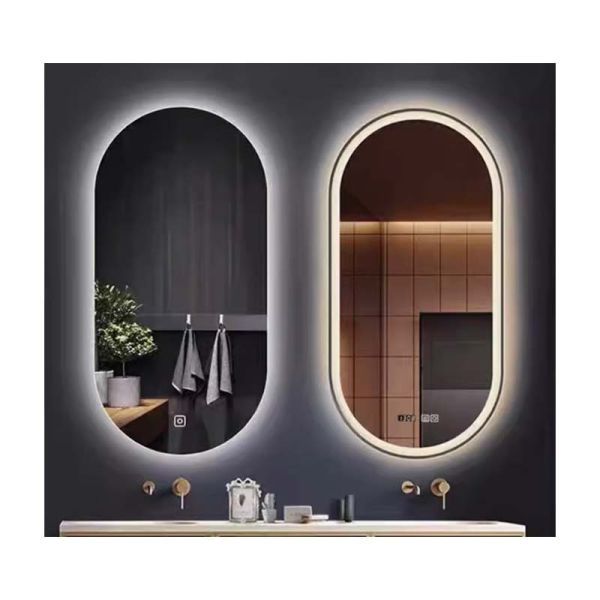 Dimmable 3 Colors Anti-Fog Light Memory IP65 CRI95 Large Wall Mounted Oval Mirror with lamp(WH-MR-102)