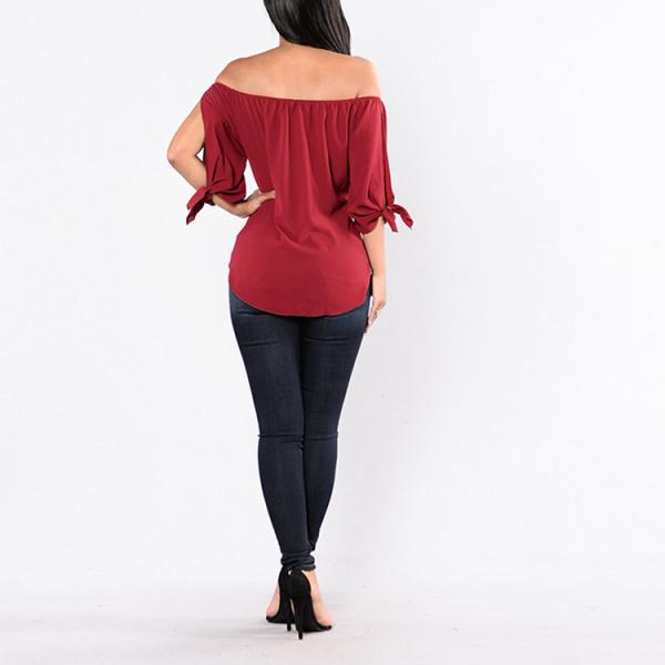 Long Sleeve Lady Woman Casual Latest Fashion Off Shoulder Blouse Tops Designs