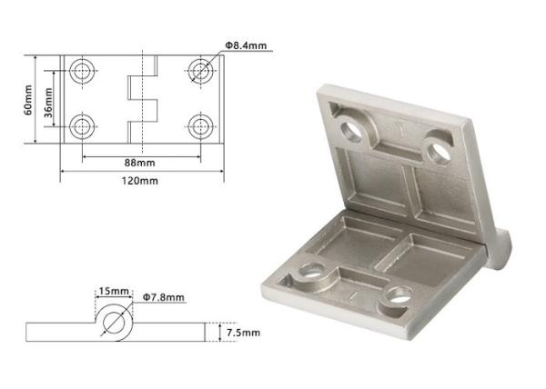 120*60*8MM Custom Metal Die Casting Large Thick Bearing Industrial Hardware Chassis Cabinet Stainless Steel Hinge