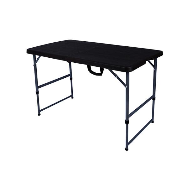 4 Foot Height Black Plastic Folding Tables Fold In Half Round 118cm Wood Grain