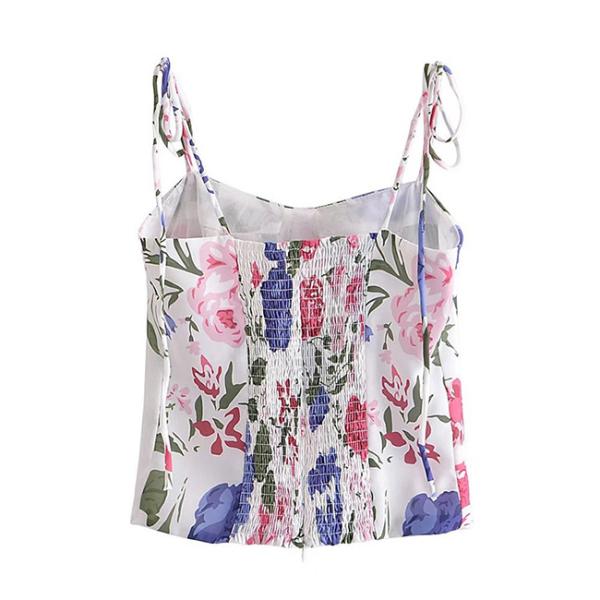 Дамы флористической печати верхних частей танка женщин 100% полиэстер безрукавные подрезывают верхние части