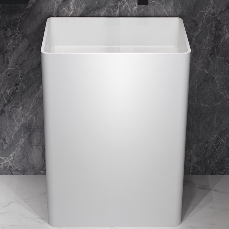 Modern Cube Pedestal Bathroom Vanity Freestanding Single Piece lavatory Wash Sink