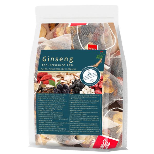 Five Treasure Ginseng Herbal Tea For Men With 8 Premium Natural Herbs For Daily Vitality Support