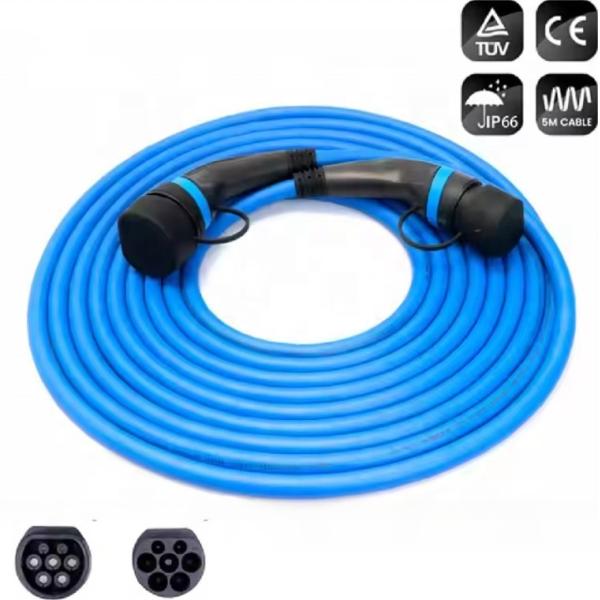 RDC Portable EV Charging Double Gun Cable 32A Type 1 to Type 2  With Female-to-Male Plug