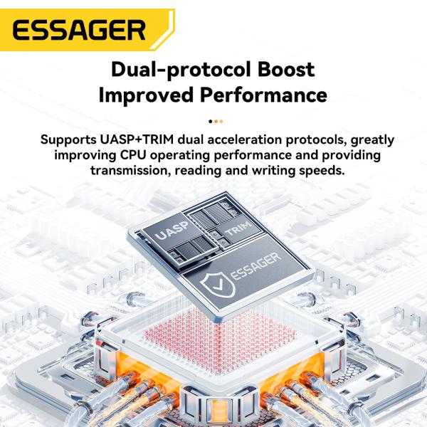 ESSAGER ES-YP03 USB 3.0 SATA Hard Drive Enclosure with 5Gbps Speed Dual-protocol Boost and Widely Compatible for 2.5 3.5 Inch HDD SSD