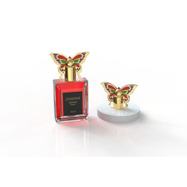 Capas de perfume Zamak ecológicas en forma de mariposa para soluciones de embalaje de fragancias