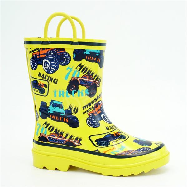 Anti Abrasion Kids Waterproof Rain Boots , Truck Printed Slip On Rain Booties