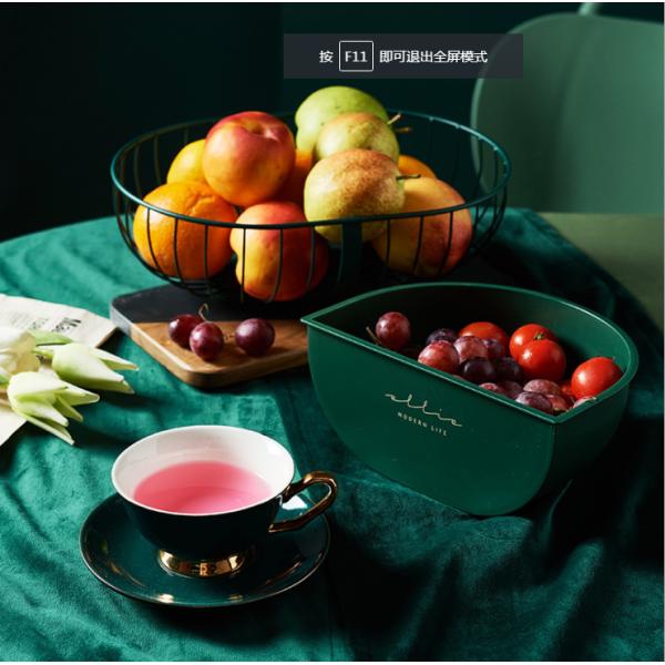 Double Partition Electroplating Steel Fruit Basket Fall Resistant