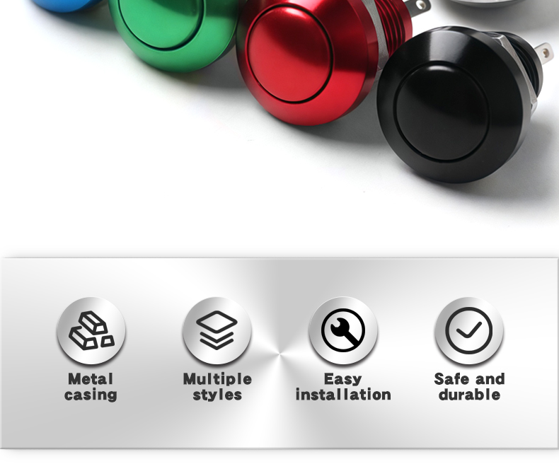 8mm Mini Colourful Aluminum Push Button Switch IP65 Waterproof Momentary Ball Head 2Pins Red Green Yellow Blue Black Silver