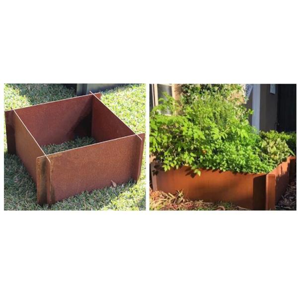 Outdoor Square Corten Steel Raised Beds For Vegetable Flower Planter Edge