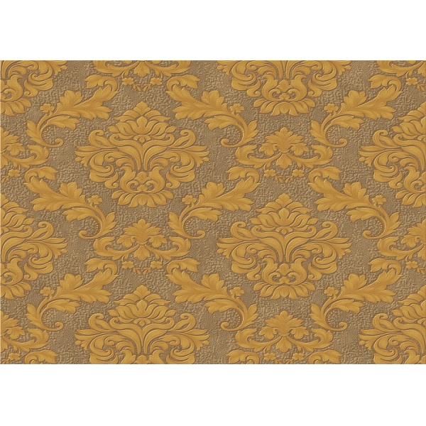 Beige / Yellow / Brick-red 3D Effect Deep Embossed Floral Wallpaper For Bedroom Background