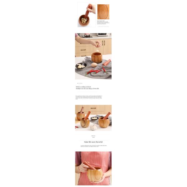 Handmade Bamboo Mortar and Pestle for Grinding Herbs Garlic Walnut Spices Kitchen Essentials