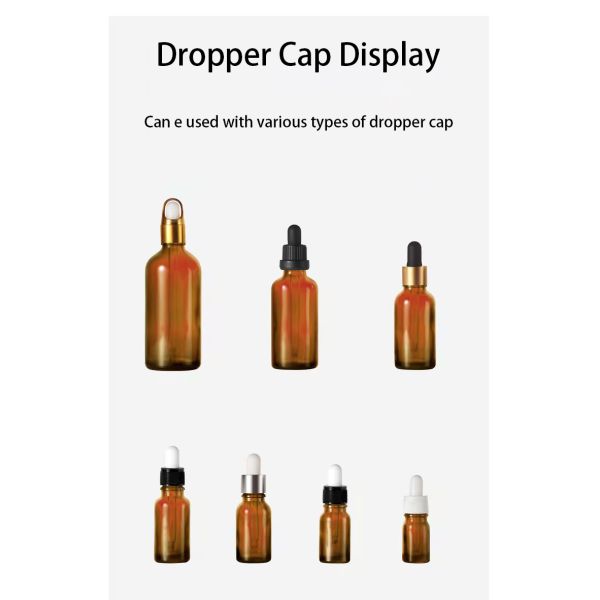 Bouteille de gouttelette de verre borosilicate à blocage de la lumière avec gouttelette de précision pour huiles essentielles