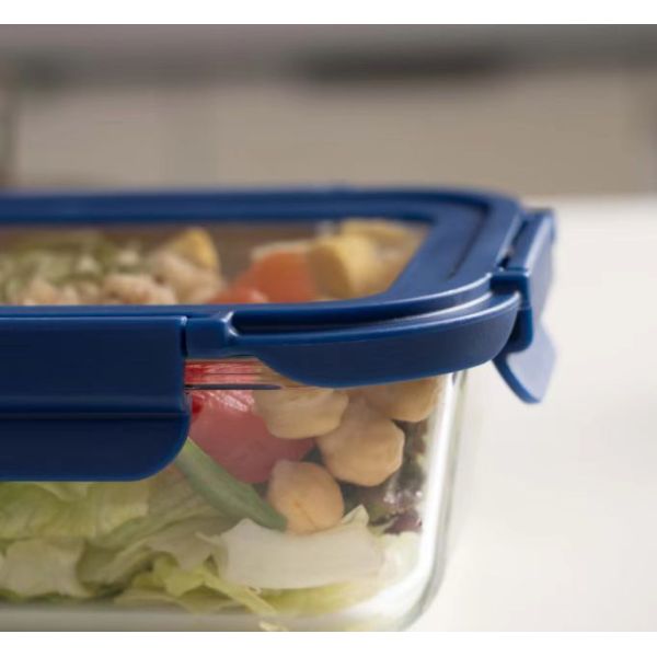 IKOO Glass Containers Supplier Leak Proof Airtight Borosilicate Glass Food Storage Container Microwave Safe with Silicone Sleeve