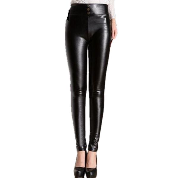 fashion  high waist pu leather 3 design-choice black leggings leather women trousers