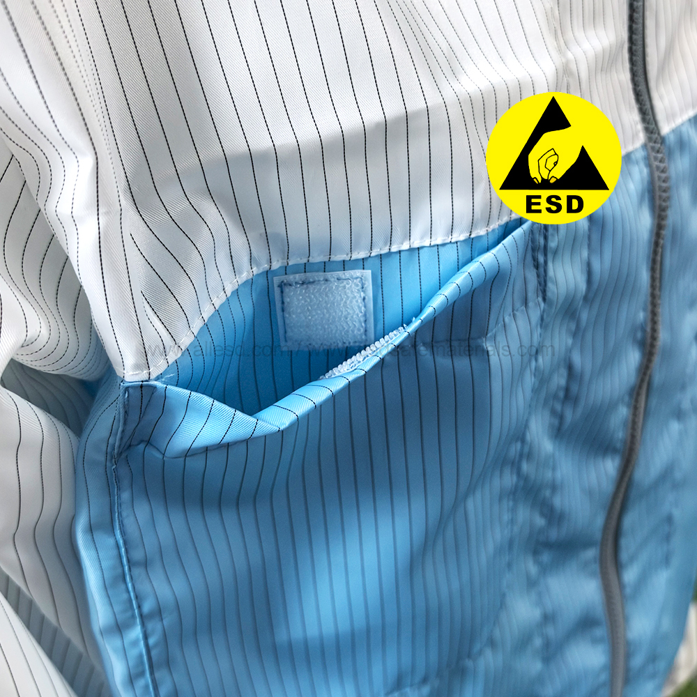5cm Stripe ESD Anti-Static Jacket+Pants Set 99% Polyester+1% Conductive Carbon Filament