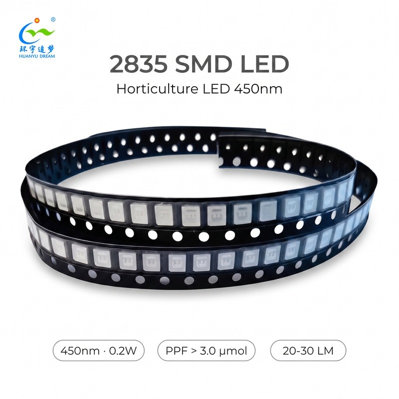 HuanYu Dream Plant Blue 2835 450nm Blue SMD LED Chip 5-7LM for Seedling Stage LED Grow Light Panel