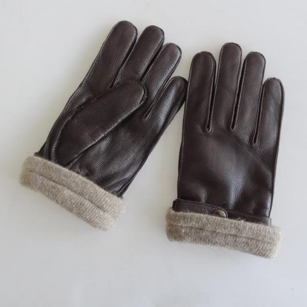 Customized Fashion Mens Leather Gloves , Classic Mens Fur Lined Leather Gloves