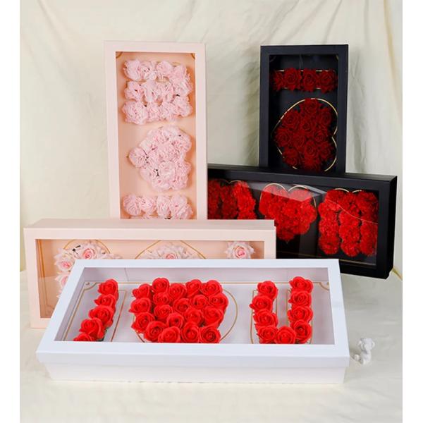 Diseño floral personalizado I Love U flor caja de regalo de papel para el Día de la Madre de lujo