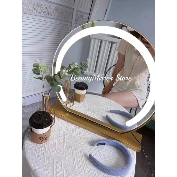 15X Magnification Smart Touch Dimmable 3 Modes 360° Rotation LED Round Makeup Vanity Mirror with Lights Mirror(WH-MR-79)